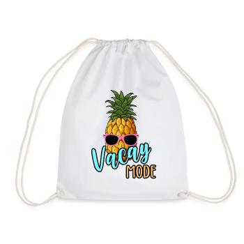 Vacay Mode Pineapple & Sunglasses Summer Vacation - Drawstring Bag - white - Front