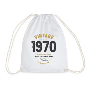 Vintage Born in 1970 - 52nd birthday - Drawstring Bag - white - Front