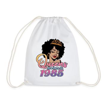 Queens Are Born In 1985 - 37th Birthday For Women - Drawstring Bag - white - Front