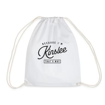 Because I'm Kinslee That's Why Personalized Name - Drawstring Bag - white - Front