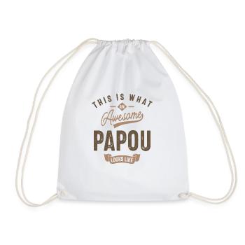 This is What an Awesome Papou Looks Like - Drawstring Bag - white - Front
