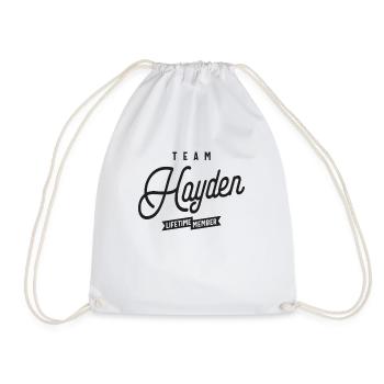 Team Hayden Lifetime Member Personalized Name - Drawstring Bag - white - Front