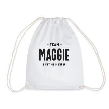 Team Maggie Lifetime Member Personalized Name - Drawstring Bag - white - Front