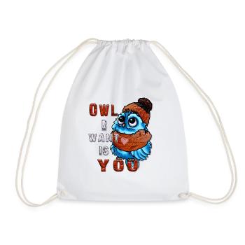 Mignon bébé hibou avec dicton - Sac de sport léger - blanc - Devant