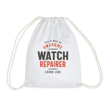 Funny Awesome Watch Repairer Job Occupation - Drawstring Bag - white - Front