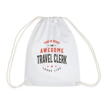 Funny Awesome Travel Clerk Job Occupation - Drawstring Bag - white - Front