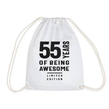 55 Years of Being Awesome - 55th Birthday - Drawstring Bag - white - Front