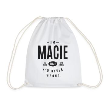 Macie Personalized Name - Drawstring Bag - white - Front