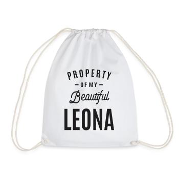 Leona Personalized Name - Drawstring Bag - white - Front