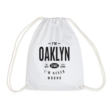 Oaklyn Personalized Name - Drawstring Bag - white - Front