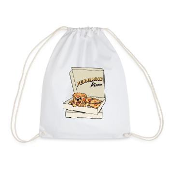 Puppy Puppy Pizza Dog - Drawstring Bag - white - Front