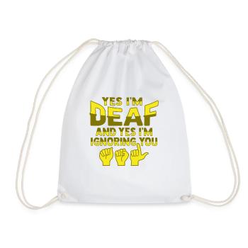 ASL Hand gestures Deaf hearing loss - Drawstring Bag - white - Front