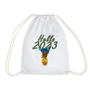 Hello 2023 Illustration Woman - Drawstring Bag - white - Front