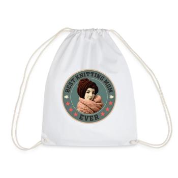 Sewing Knitting Crochet Mama Best Knitting Mom Ever - Drawstring Bag - white - Front