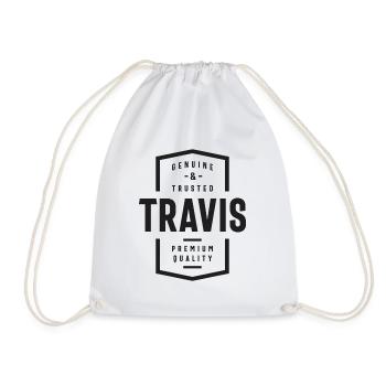 Travis Genuine and Trusted Travis Name - Drawstring Bag - white - Front