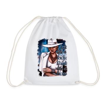 girlboss illustration woman - Drawstring Bag - white - Front