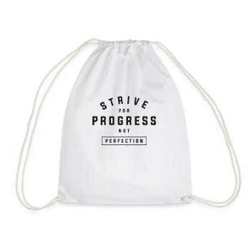 Progress over Perfection - Motivational Quote - Drawstring Bag - white - Front