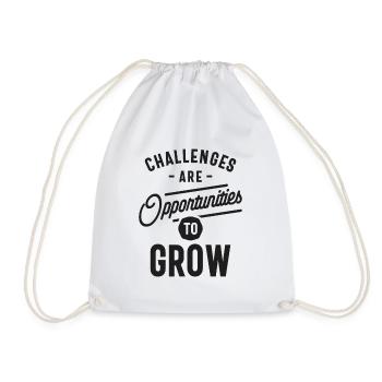 Growth Through Challenges - Motivational Quote - Drawstring Bag - white - Front
