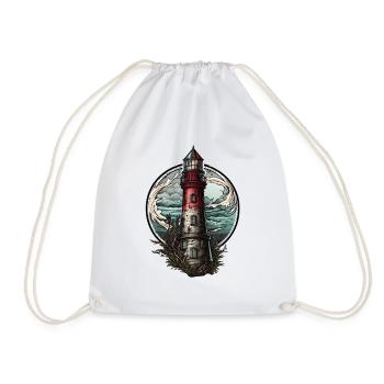 Abandoned Lighthouse Waves Storm Lost place - Drawstring Bag - white - Front