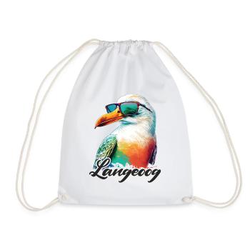 Langeoog holiday cool colorful seagull with sunglasses - Drawstring Bag - white - Front