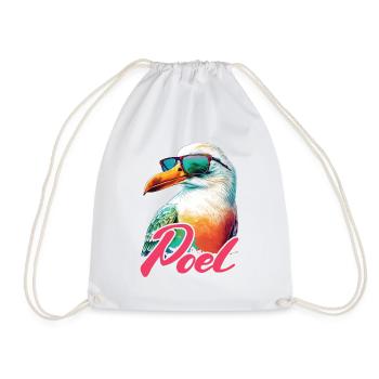 Poel holiday cool colorful seagull with sunglasses - Drawstring Bag - white - Front