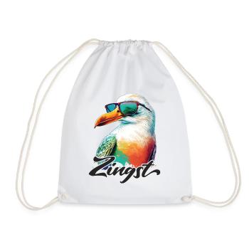 Zingst Urlaub coole bunte Möwe mit Sonnenbrille - Turnbeutel - Weiß - Vorne