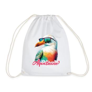 Aquitaine holiday cool colorful seagull with sunglasses - Drawstring Bag - white - Front