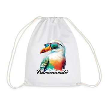 Warnemünde holiday cool seagull with sunglasses - Drawstring Bag - white - Front