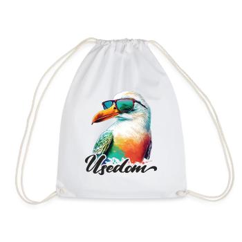 Usedom Urlaub coole bunte Möwe mit Sonnenbrille - Turnbeutel - Weiß - Vorne