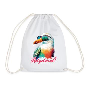 Heligoland holiday cool colorful seagull with sunglasses - Drawstring Bag - white - Front