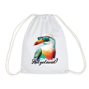 Heligoland holiday cool colorful seagull with sunglasses - Drawstring Bag - white - Front
