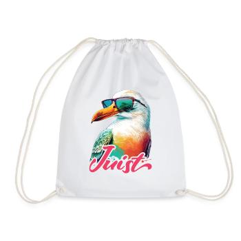 Juist holiday cool colorful seagull with sunglasses - Drawstring Bag - white - Front