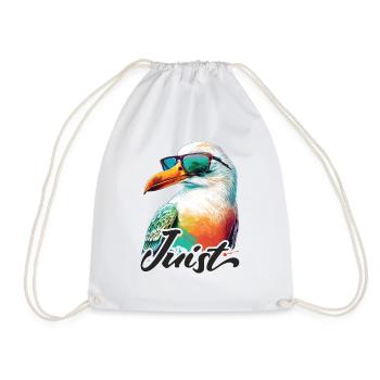 Juist holiday cool colorful seagull with sunglasses - Drawstring Bag - white - Front