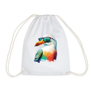 Mouette de couleur fraîche avec lunettes de soleil Vacances d’été - Sac de sport léger - blanc - Devant
