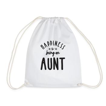 Happiness is Being an Aunt - Drawstring Bag - white - Front