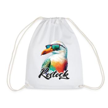 Rostock holiday cool colorful seagull with sunglasses - Drawstring Bag - white - Front