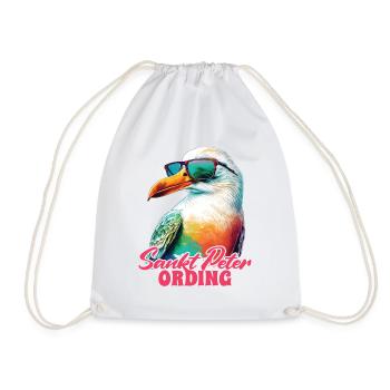 Sankt Peter Ording Holiday Seagull with Sunglasses - Drawstring Bag - white - Front