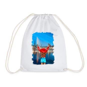 Blonde Hamburger Frau Skyline Illustration - Turnbeutel - Weiß - Vorne