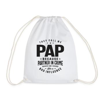 Pap - Partner in Crime - Fathers Day - Drawstring Bag - white - Front