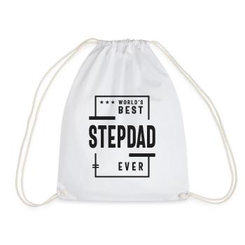 World's Best Step Dad Ever - Dad Grandpa Funny - Drawstring Bag - white - Front