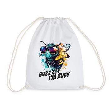 Hummel mit Sonnenbrille Buzz Off I'm Busy - Turnbeutel - Weiß - Vorne