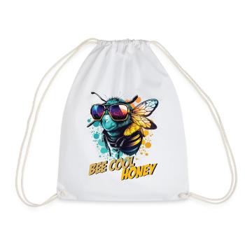 Graffiti Hummel mit Sonnenbrille Bee Cool Honey - Turnbeutel - Weiß - Vorne