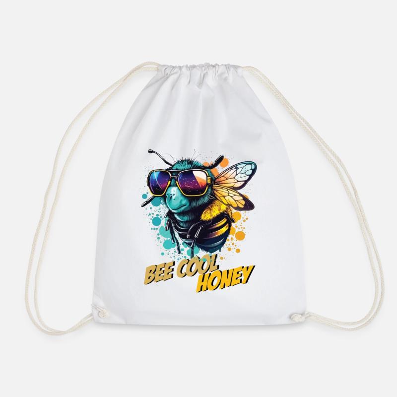 Graffiti Hummel mit Sonnenbrille Bee Cool Honey - Turnbeutel - Weiß