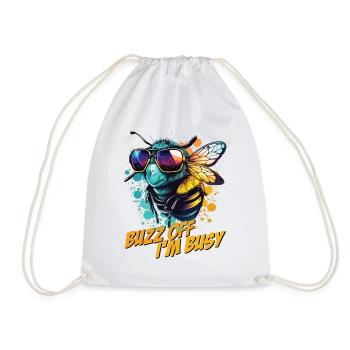 Hummel mit Sonnenbrille Buzz Off I'm Busy - Turnbeutel - Weiß - Vorne