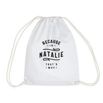 Natalie - Because That's Why - Drawstring Bag - white - Front