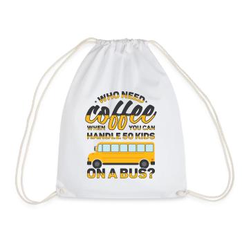 School Bus Monitor Bus Attendant School Transport - Drawstring Bag - white - Front