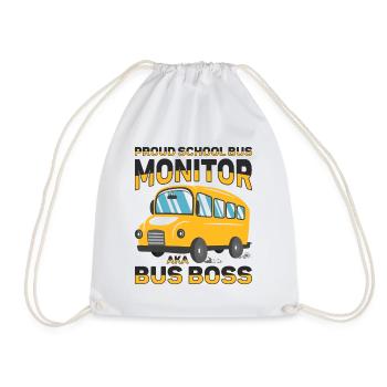 School Bus Monitor Bus Attendant School Transport - Drawstring Bag - white - Front