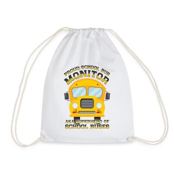 School Bus Monitor Bus Attendant School Transport - Drawstring Bag - white - Front