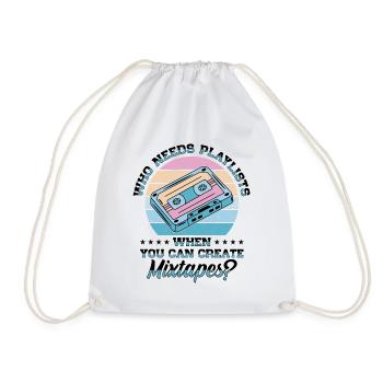 Vintage Music Lover Retro Cassette Tape 80s - Drawstring Bag - white - Front