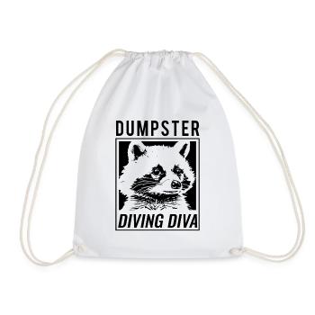 Raccoon lover garbage collecting garbage containers - Drawstring Bag - white - Front
